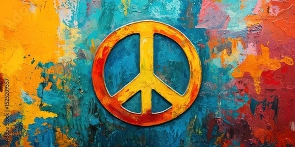 Fototapeta Peace symbol on colorful background