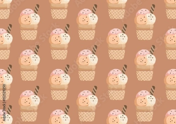 Fototapeta Ice vector pattern illustration with three delicious flavors and colors. Perfect for wallpapers, assets, etc.