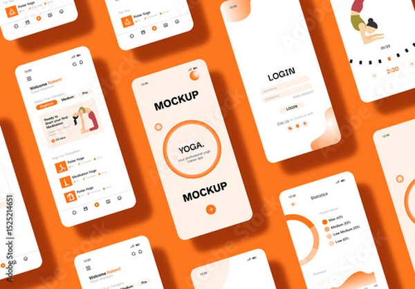 Obraz Modern Mobile App UI Screen Mockup Presentation Template