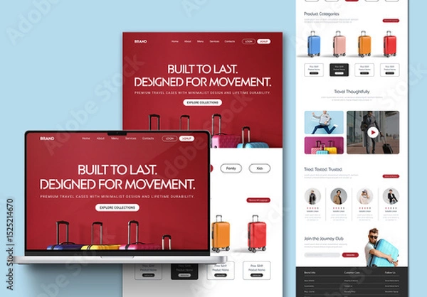 Fototapeta Modern Suitcase Store Ecommerce Landing Page UI Template