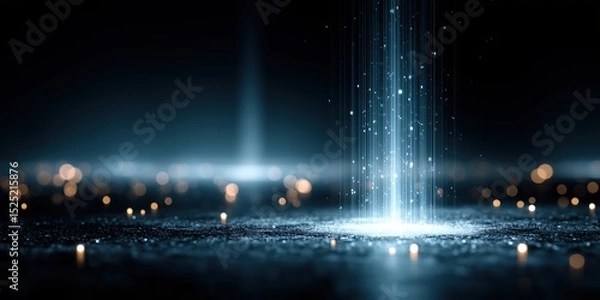 Fototapeta Serene digital art of a person standing in a mirrored cityscape, evoking reflection and self-discovery.