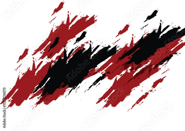 Fototapeta Abstract Vector Black and Red Grunge Brush Stroke Texture Background. illustration vector design.
