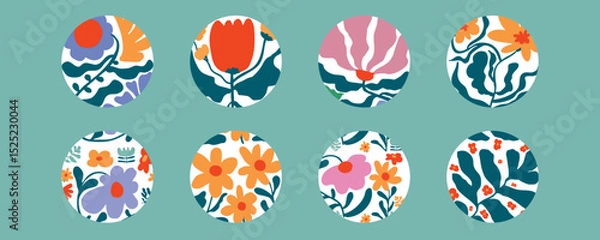 Obraz wavy groovy flower element object in naive style