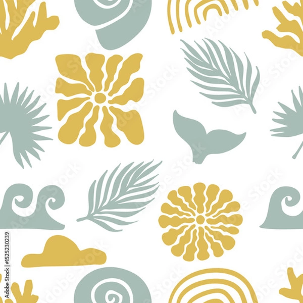Obraz summer seamless pattern with shell,sun,wave