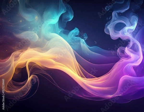 Fototapeta ethereal smoke surreal drifting vapor with a soft neon glow