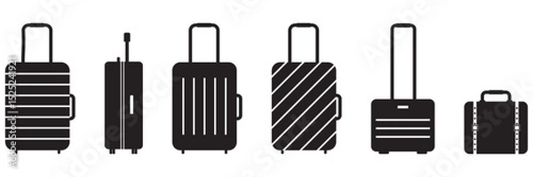 Fototapeta Suitcase outlined and solid icon vector collection. vector illustration of a suitcase