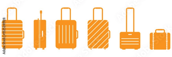 Fototapeta Suitcase icon in line style . Luggage icon with suitcase and travel bag outline design and copy space