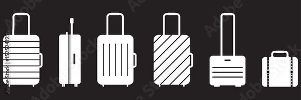 Fototapeta Suitcase icon in line style . Luggage icon with suitcase and travel bag outline design and copy space