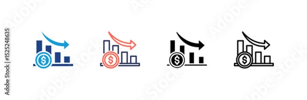Obraz Recession icon set multiple style collection
