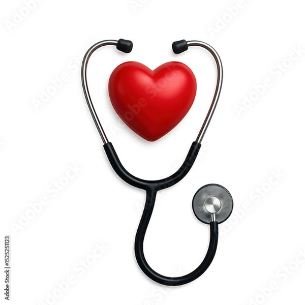 Obraz Stethoscope and heart shape symbolizing health and wellness during a medical examination