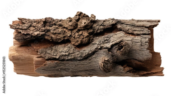 Fototapeta Rough Tree Bark Texture: Close-up view of a piece of tree bark, showing intricate texture and patterns. The bark is dark brown and gray, with deep crevices and knots. Perfect for background.