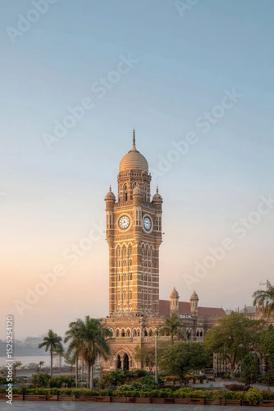 Obraz stunning view of victoria clock tower in mumbai illuminated by soft light