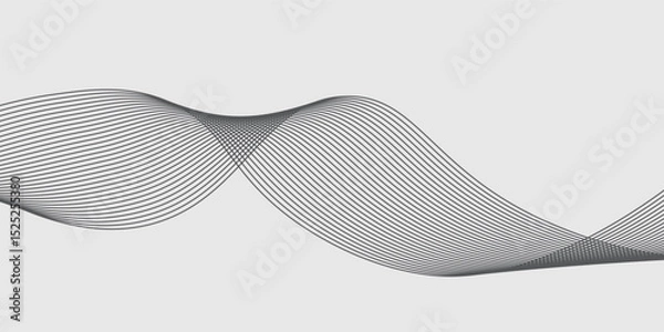Fototapeta Abstract vector background with black wavy lines. EPS10
