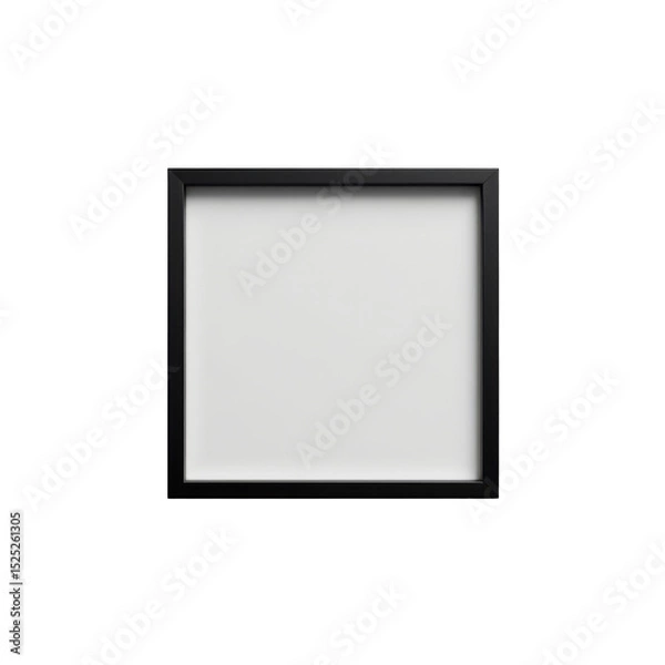 Fototapeta modern black square frame with minimalist design, flat lay style with blank center, on transparent background