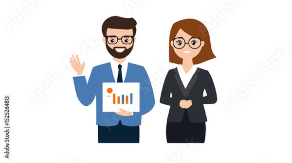 Fototapeta Business colleagues presenting growth chart in a corporate setting