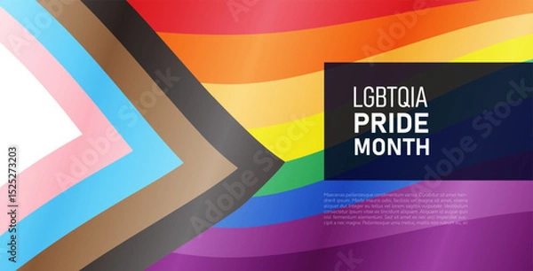 Fototapeta Pride month banner, colorful Background. LGBTQ pride month banner with new pride flag background. Vector template background. Pride Month Colorful Rainbow Concept LGBT.