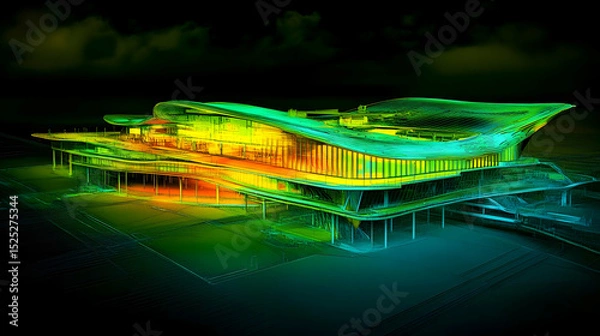 Fototapeta Vibrant Architectural Visualization of a Modern Building Design Concept