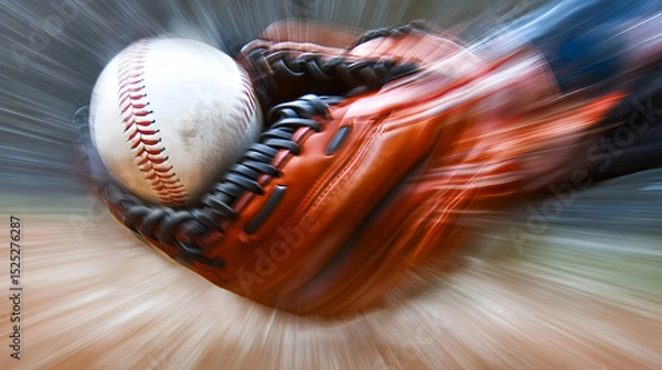 Fototapeta Dynamic Baseball Catch: Motion Blur Emphasizing Speed and Athleticism