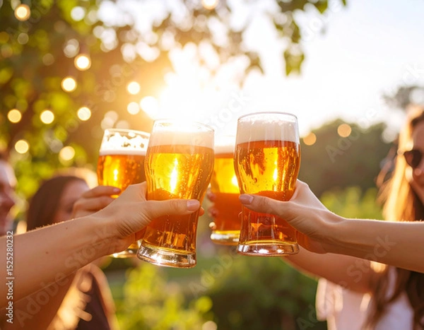 Obraz ビアガーデン、夏、宴会、飲み会、友達、パーティ、ビール、乾杯