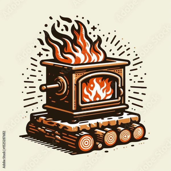 Obraz vector illustration of a burning stove