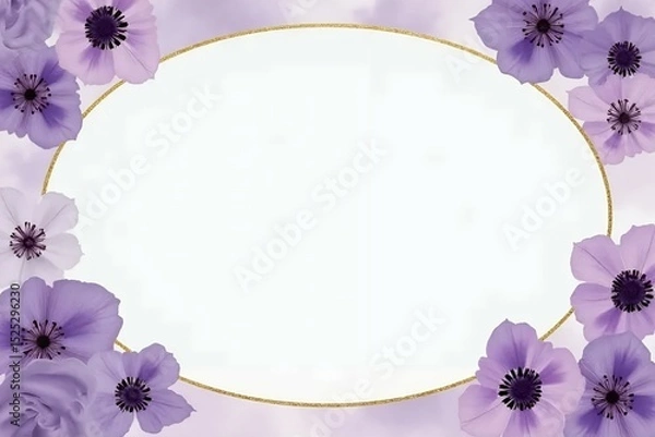 Fototapeta A soft lavender watercolor invitation background with delicate gold dust. 