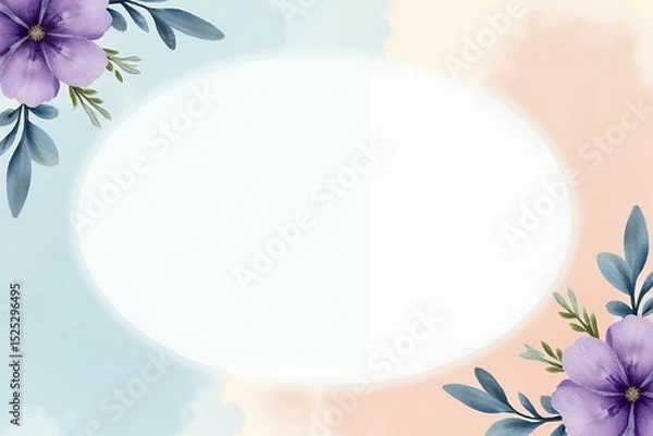 Fototapeta An invitation background featuring periwinkle blue and soft peach colors. 