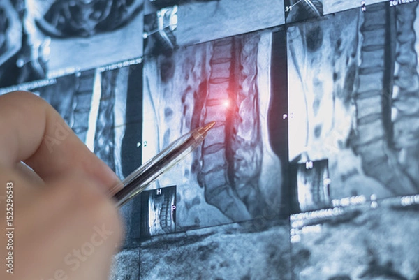Fototapeta Mri scan of cervical spine hernia. Medical x-ray examining.