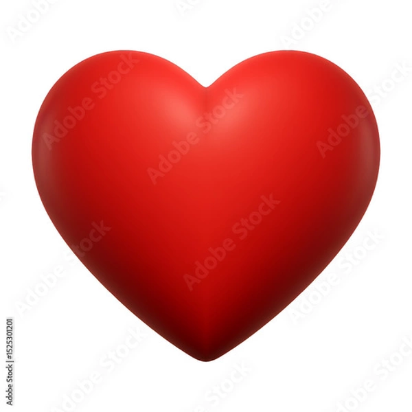 Fototapeta red heart 3d render icon isolated on transparent background cutout