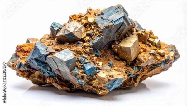 Obraz Torbernite Uranium Mineral Specimen from Portugal Isolated on White Background