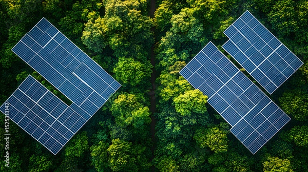 Fototapeta Sunlight powers the future with innovative solar panels, offering a clean, renewable energy alternative for a greener environment