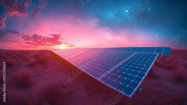 Fototapeta Rooftop solar panels harness the sun's clean energy, generating renewable electricity for a greener environment