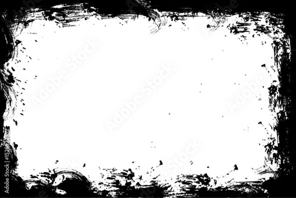 Fototapeta Grunge border texture background. Grunge style frames are black on a white background.	