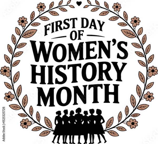 Obraz First Day of Women's History Month T-shirt design, Women's History Month background, march. Vector