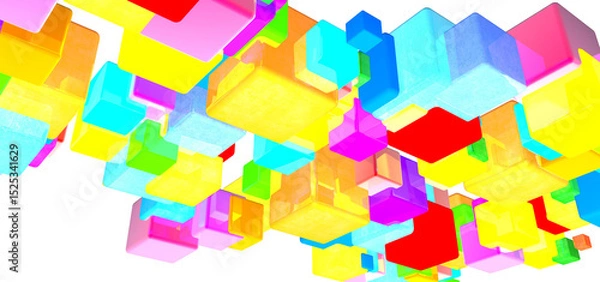 Fototapeta Bright geometric shapes on a transparent background