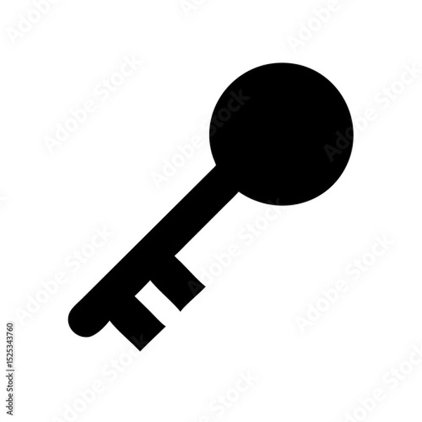 Fototapeta Security key icon vector black minimal symbol for access and encryption