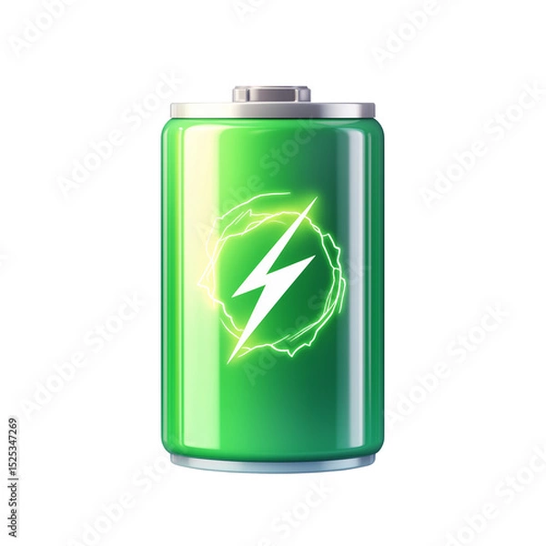 Obraz Green Battery Icon - Eco-Friendly Power Symbol on Transparent Background 
