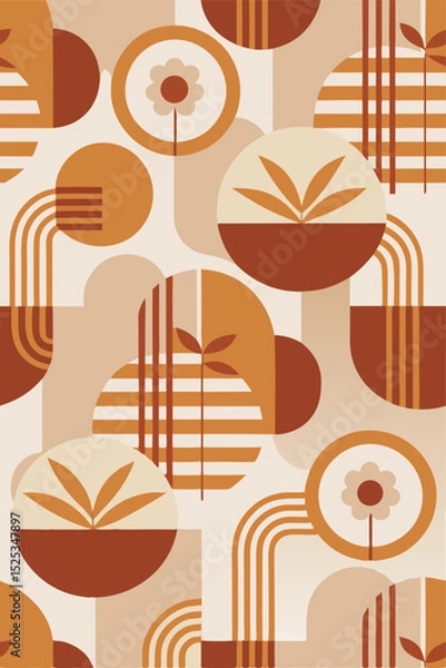 Fototapeta Abstract cotton-inspired seamless design with soft earth tones and asymmetrical layout for interior decor and fabric printing