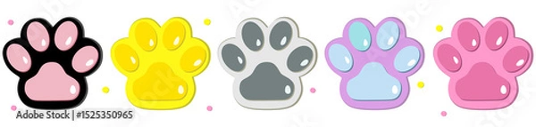 Obraz Set of painted antistress squishies of different colors, isolated on transparent background. Children's toy. Graphic illustration.