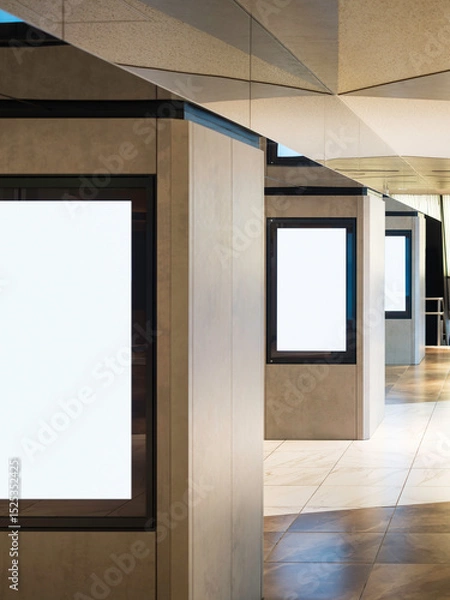 Obraz Mock up banner set indoor building light box Media advertisement Signboard digital screen