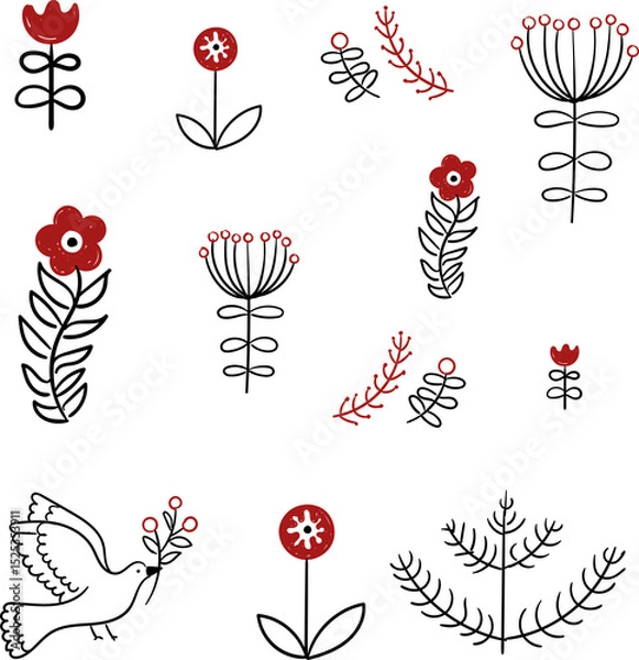 Fototapeta Sketches for tattoos in Ukrainian style