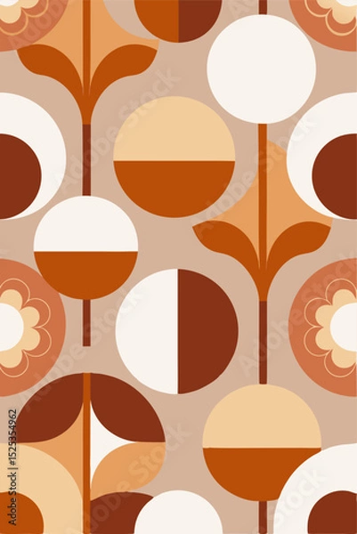 Fototapeta Asymmetrical minimalist  design using abstract cotton forms in pale clay and cinnamon shades for premium brand visuals