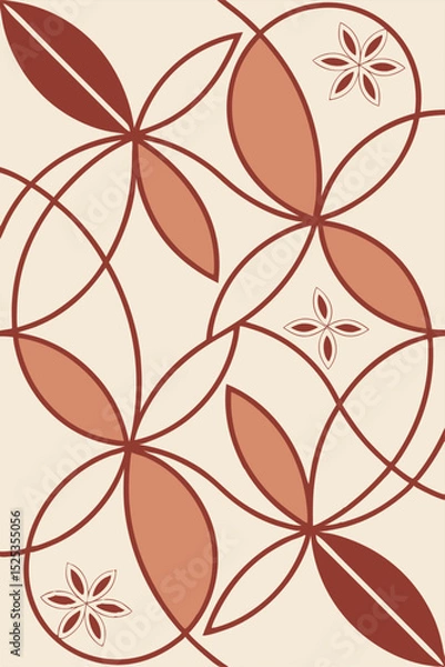Fototapeta Modern asymmetric pattern combining abstract cotton shapes with pale clay tones and cinnamon accents for surface design applications