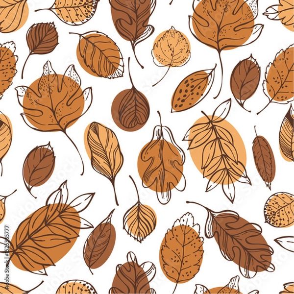 Obraz Vector seamless pattern with hand-drawn autumn leaves.