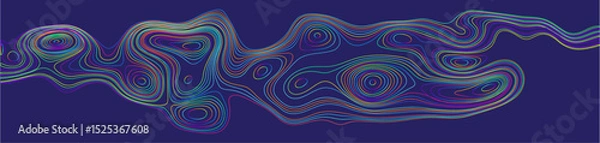 Fototapeta Abstract Colorful Contour Map Style Artwork Vector Illustration Background with Dynamic Organic Lines Against a Deep Navy Backdrop