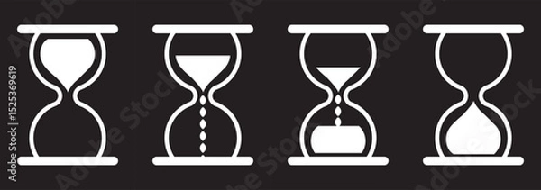Fototapeta Collection of hourglass icons. Symbol of time, waiting or loading. Isolated vector illustration on white background.