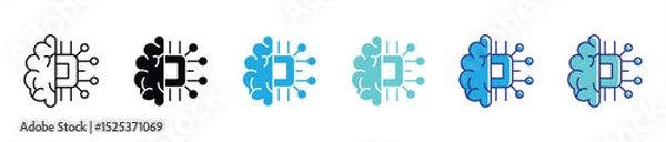 Obraz artificial intelligence icon set. containing brain tech fusion, capturing the intersection of human intelligence and machine computing, icon thin line and color style. vector illustration