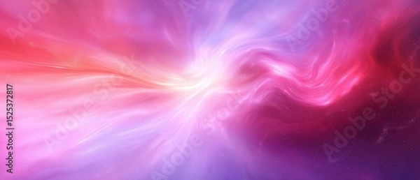 Fototapeta Abstract digital art piece that appears to be a combination of pink, purple, and blue colors. the background is a deep purple color with small white dots scattered throughout.