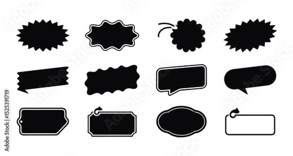 Fototapeta Label and badges shape icon set. Special offer, big sale, discount, best offer price and big sale pricing tag badge and labels design. Template banner shopping badges. vector illustration.
