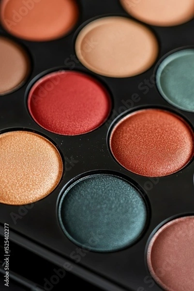 Obraz eyeshadow palette Colorful makeup palette featuring a variety of shades and textures for cosmetics application.