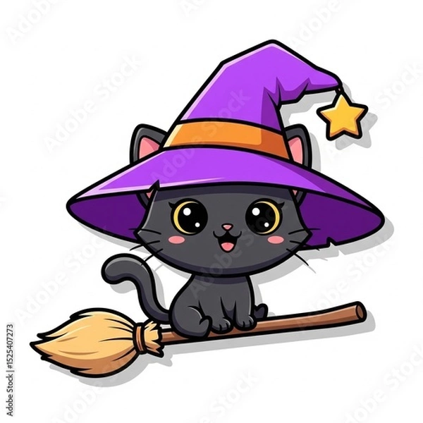 Obraz Halloween witch cat